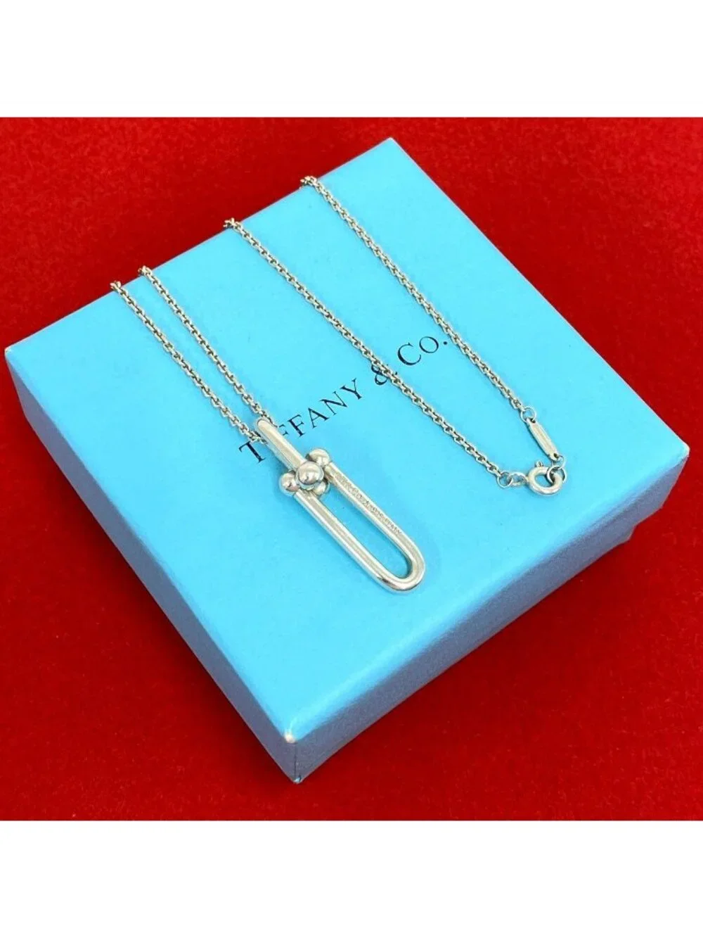 Tiffany & Co Link Necklace 925 Sterling Silver Pendant Choker Accessory